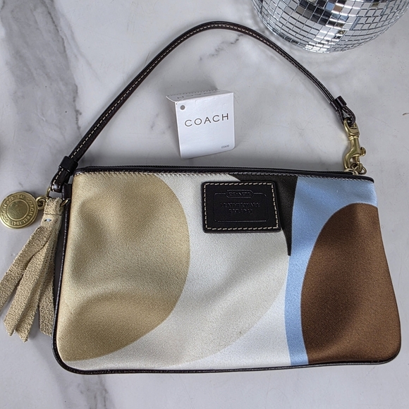 Coach‎ Tan, Brown, and Blue Wristlet - Picture 2 of 11